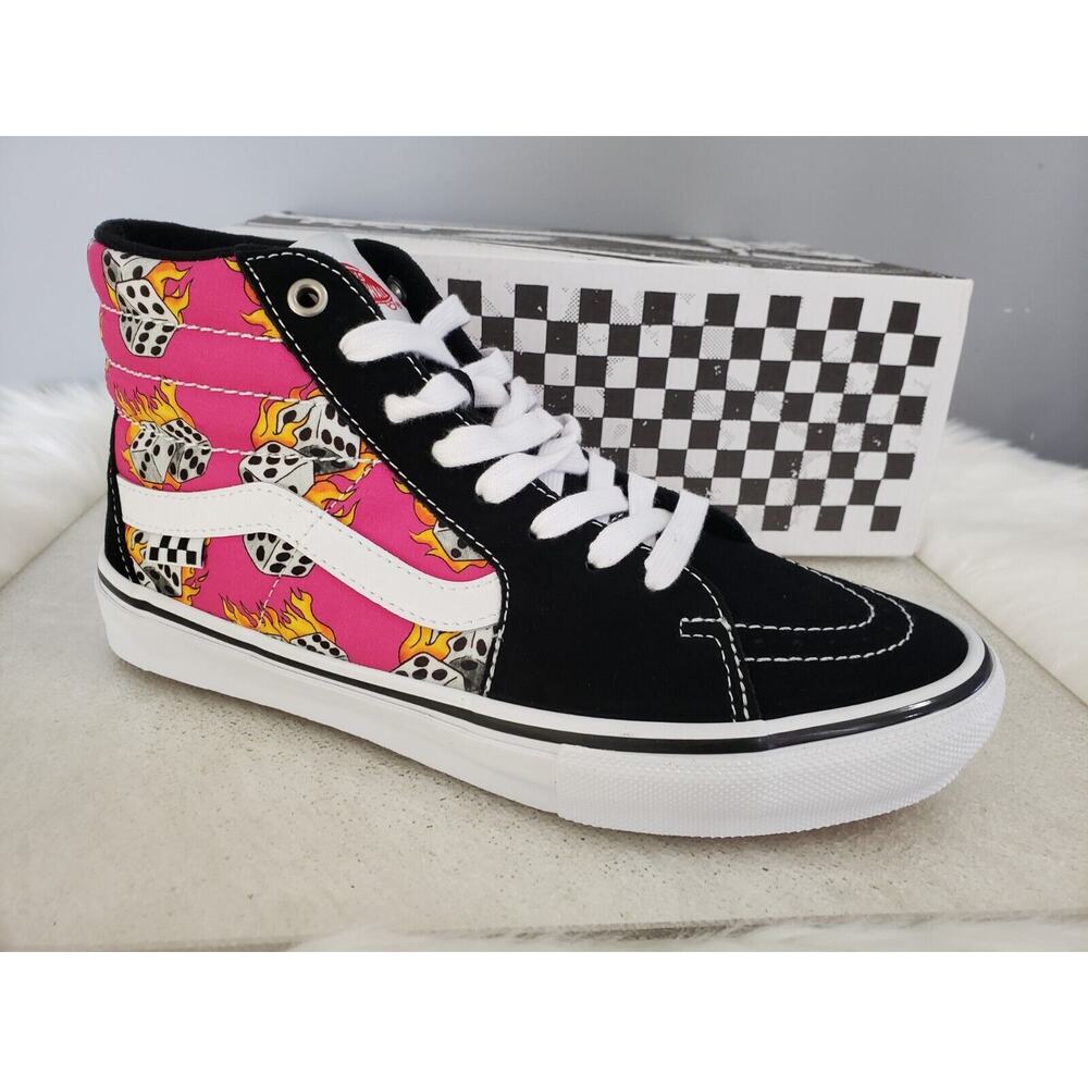 Vans Skate Sk8-Hi Fuchsia Fedora Dice Flame Size 8 Mens gamble casino las vegas